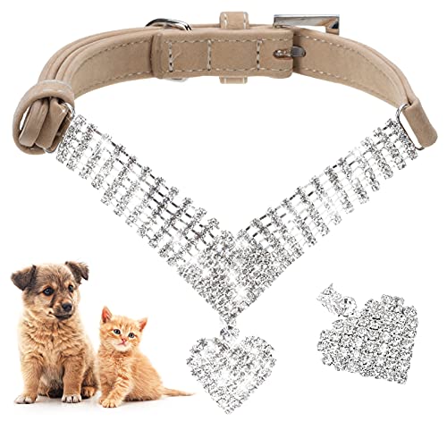 Strass-Hundehalsband, süßes Bling Haustier Welpe Katze Kristall Halsbänder für Mädchen, weich, verstellbar, funkelnd, rosa Halskette von EXPAWLORER