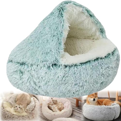 EXQST Gemütliches Cocoon-Haustierbett, warmes Plüschbett für Haustiere im Winter, gemütliches Nook-Hundebett, rutschfeste, waschbare Unterseite, kuscheliges Haustier-Plüschbett von EXQST