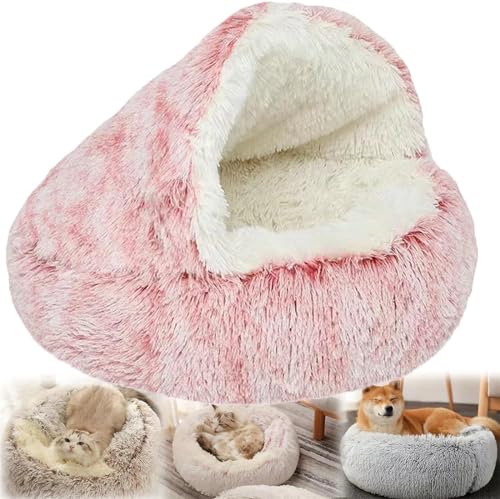 EXQST Gemütliches Cocoon-Haustierbett, warmes Plüschbett für Haustiere im Winter, gemütliches Nook-Hundebett, rutschfeste, waschbare Unterseite, kuscheliges Haustier-Plüschbett von EXQST