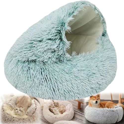 EXQST Gemütliches Cocoon-Haustierbett, warmes Plüschbett für Haustiere im Winter, gemütliches Nook-Hundebett, rutschfeste, waschbare Unterseite, kuscheliges Haustier-Plüschbett von EXQST