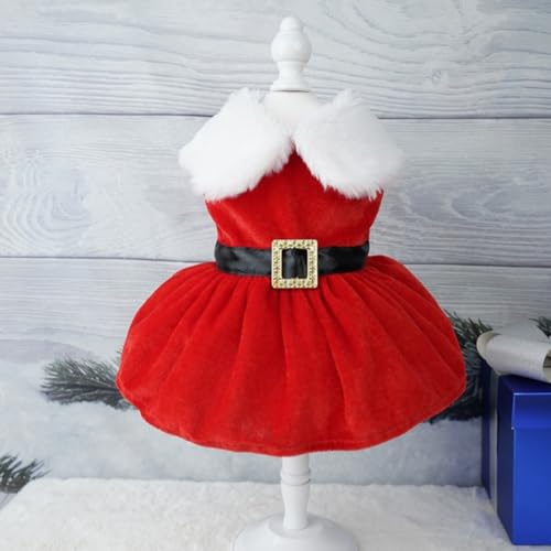 Weihnachts-Welpen-Outfit mit einfachem Schnappverschluss, gemütliches Samtkleid, perfekt für Feiertage (A) von EXTRWORY