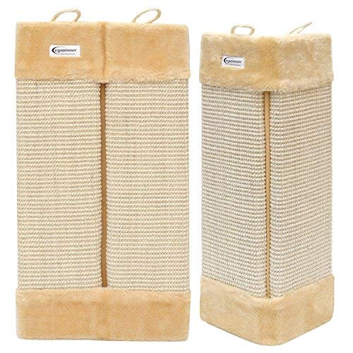 EYEPOWER Eckkratzbrett S ca. 50 x 22 cm Katzenkratzbrett Kantenschutz Kratzbrett Sisalbrett Kantschutz Eckenschutz Kratzecke Wandschutz Natursisal für Innen- und Außenecken Beige von EYEPOWER