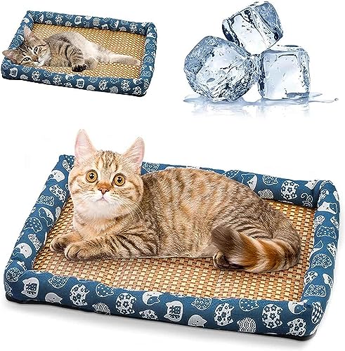 EYESLA Kühlbett for Katzen/Hunde, Haustier-Eisunterlage, Kühlbett for Hunde und Katzen, waschbare quadratische Sommer-Kühlmatten for Schlafen von Haustieren (Color : A, Size : 15 * 12in(1-2.5kg)) von EYESLA