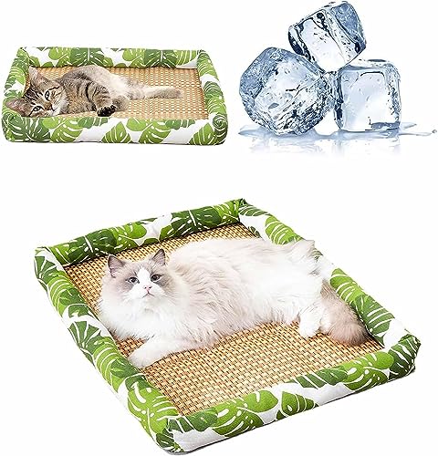 EYESLA Kühlbett for Katzen/Hunde, Haustier-Eisunterlage, Kühlbett for Hunde und Katzen, waschbare quadratische Sommer-Kühlmatten for Schlafen von Haustieren (Color : F, Size : 15 * 12in(1-2.5kg)) von EYESLA