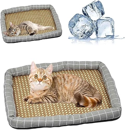 EYESLA Kühlbett for Katzen/Hunde, Haustier-Eisunterlage, Kühlbett for Hunde und Katzen, waschbare quadratische Sommer-Kühlmatten for Schlafen von Haustieren (Color : H, Size : 35 * 26in(20-35kg)) von EYESLA