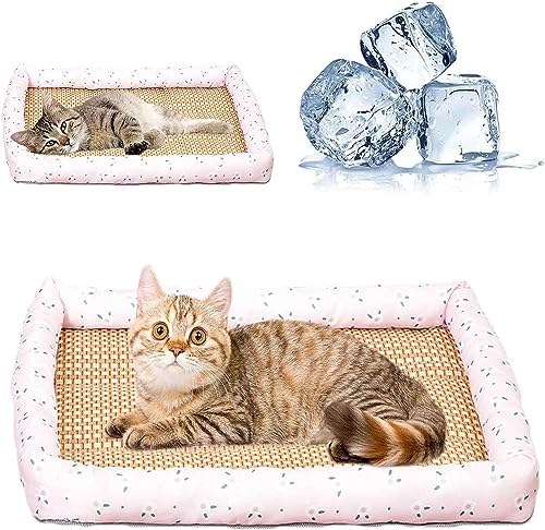 EYESLA Kühlbett for Katzen/Hunde, Haustier-Eisunterlage, Kühlbett for Hunde und Katzen, waschbare quadratische Sommer-Kühlmatten for Schlafen von Haustieren (Color : I, Size : 15 * 12in(1-2.5kg)) von EYESLA