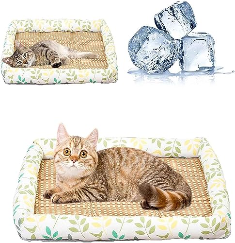 EYESLA Kühlbett for Katzen/Hunde, Haustier-Eisunterlage, Kühlbett for Hunde und Katzen, waschbare quadratische Sommer-Kühlmatten for Schlafen von Haustieren (Color : J, Size : 15 * 12in(1-2.5kg)) von EYESLA