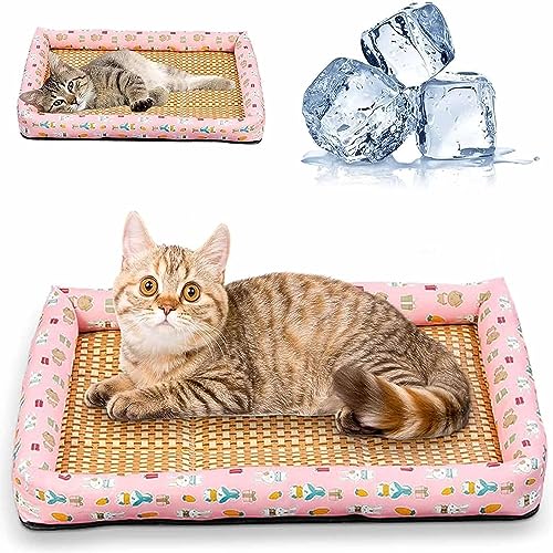 Kühlbett for Katzen/Hunde, Haustier-Eisunterlage, Kühlbett for Hunde und Katzen, waschbare quadratische Sommer-Kühlmatten for Schlafen von Haustieren (Color : E, Size : 15 * 12in(1-2.5kg)) von EYESLA