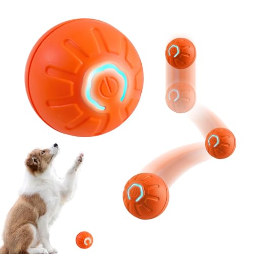 EagerMinds Interaktives Hunde Ball Spielzeug,Selbstrollender Ball für Hunde,Robuster und vielseitiger Ball,Automatisch Rollender Langlebiger Hundeball,Interaktives Hundespielzeug Ball (Orange) von EagerMinds