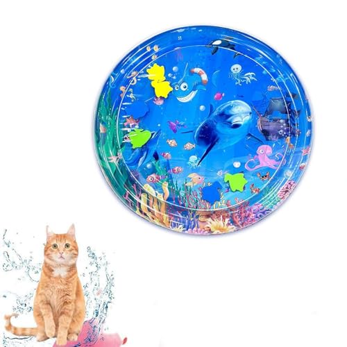 EagerMinds Sensorische Wassermatte Katze, Wassersensorische Matte FüR Katzen, Interaktives Katzenspielzeug, Wassersensor-KüHlmatte FüR Kinder, Sommerliche Verdickte Spielwasser-Sensormatte (A) von EagerMinds