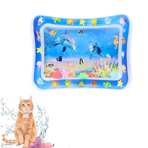 EagerMinds Sensorische Wassermatte Katze, Wassersensorische Matte FüR Katzen, Interaktives Katzenspielzeug, Wassersensor-KüHlmatte FüR Kinder, Sommerliche Verdickte Spielwasser-Sensormatte (G) von EagerMinds