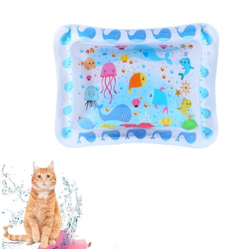 EagerMinds Sensorische Wassermatte Katze, Wassersensorische Matte FüR Katzen, Interaktives Katzenspielzeug, Wassersensor-KüHlmatte FüR Kinder, Sommerliche Verdickte Spielwasser-Sensormatte (H) von EagerMinds