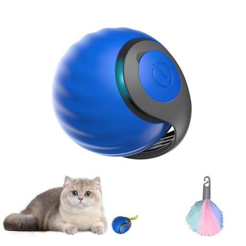 Interaktives Ballspielzeug FüR Katzen, Katzen Ball Elektrisch Katzenspielzeug, Katzenspielzeug Elektrisch Mit Usb Aufladbar, 3 Arbeitsmodi, 360° Rolling Smart Ball FüR Katzen Und Hunde (Blau) von EagerMinds