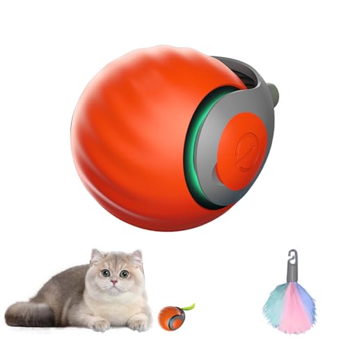 Interaktives Ballspielzeug FüR Katzen, Katzen Ball Elektrisch Katzenspielzeug, Katzenspielzeug Elektrisch Mit Usb Aufladbar, 3 Arbeitsmodi, 360° Rolling Smart Ball FüR Katzen Und Hunde (Orange) von EagerMinds