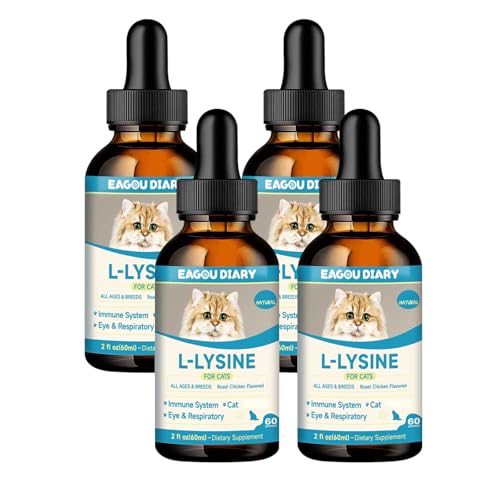 4er-Pack Ergänzungsfuttermittel für Katzen und Kätzchen, mit Lysin-Kolostrum, Taurin, Vitaminen und Mineralien, Brathähnchengeschmack – 8 FL Oz von Eagou Diary