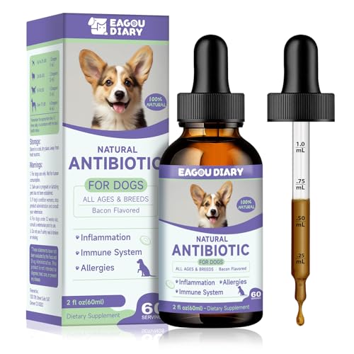 Natürliche Antibiotika für Hunde - Juckreiz Hunde Linderung - Stärkung des Kräuter Immunsystems, Allergie Linderung, Gegen Juckreiz, Pflanzliche Antibiotika Tropfen für Kräuter mit Vitaminen von Eagou Diary