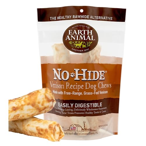 EARTH ANIMAL No Hide Medium Leckerli mit Wildgeschmack, natürlich, ohne Rohhaut; Langlebige Leckerli für Hunde – Leckerli für Hunde mittelgroßer Rassen (2 Kausnacks für Hunde) von Earth Animal