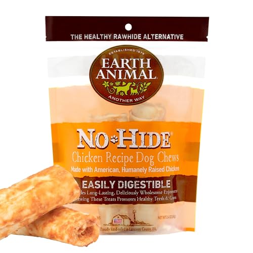 Earth Animal No Hide Small Leckerli mit Hühnerfleischgeschmack, natürlich, ohne Rohhaut; Langlebige Leckerli für Hunde – Leckerli für Hunde Kleiner Rassen (2 Kausnacks für Hunde) von Earth Animal