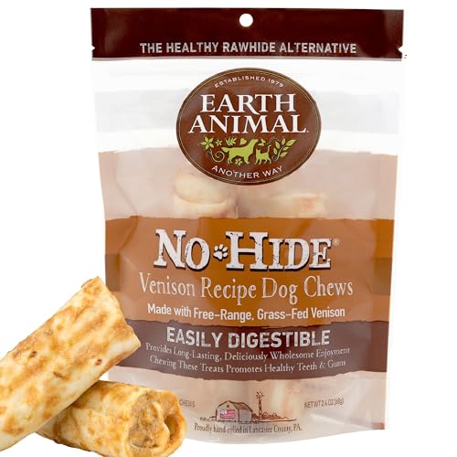 Earth Animal No Hide Small Leckerli mit Wildgeschmack, natürlich, ohne Rohhaut; Langlebige Leckerli für Hunde – Leckerli für Hunde Kleiner Rassen (2 Kausnacks für Hunde) von Earth Animal