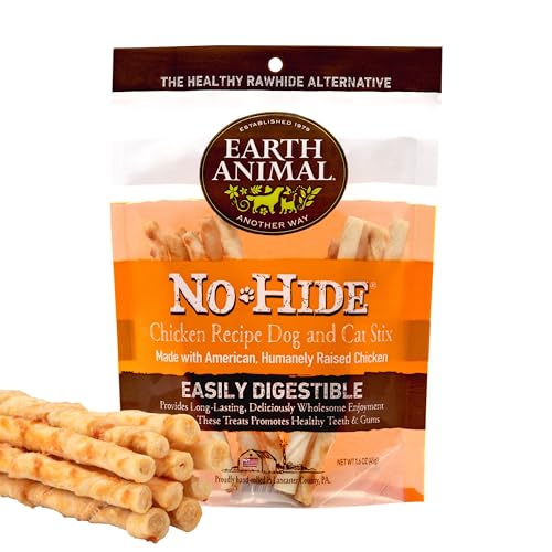 Earth Animal No Hide Stix Leckerli mit Hühnerfleischgeschmack, natürlich, ohne Rohhaut; Langlebige Leckerli für Hunde – Leckerli für Hunde Kleiner Rassen (Einzelpack) von Earth Animal