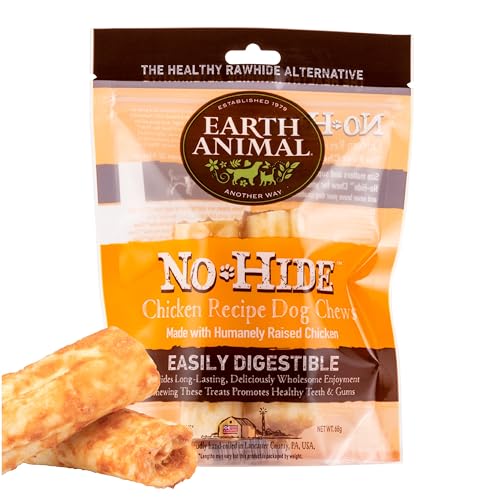 Earth Animal No Hide Dog Chew – The Healthy Rohleder-Alternative, langlebige Hundeleckerli, kleine Kauen, Huhn, 2 Stück von Earth Animal