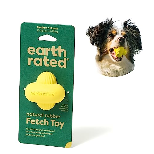 Earth Rated Hundeball, interaktives Apportierspielzeug für kleine, mittelgroße und große Rassen, mehrere Größen, hergestellt aus Naturkautschuk, perfekt für den Innen- und Außenbereich, Medium, Gelb von Earth Rated