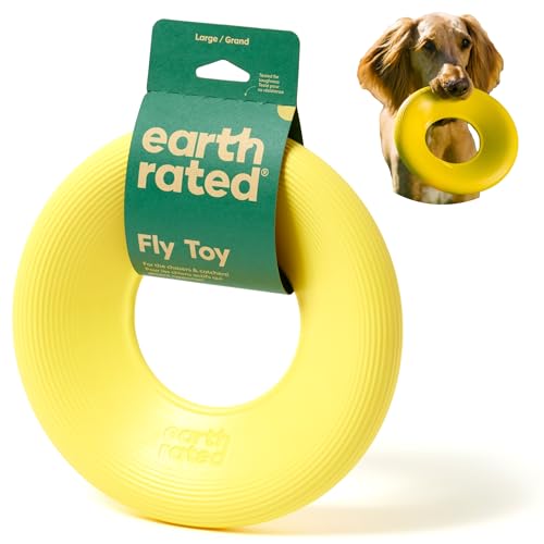 Earth Rated Flying Disc Hundespielzeug, Interaktives Flying Saucer Spielzeug für Erwachsene und Welpen Hunde, Schwimmt im Wasser, groß, Gelb von Earth Rated