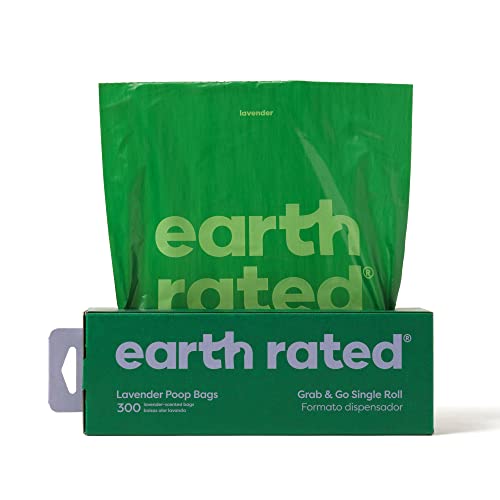 Earth Rated Hundekotbeutel, dicke Grab & Go Einzelrolle, ideal für das Aufsammeln im Garten, Lavendelduft, 300 Beutel von Earth Rated