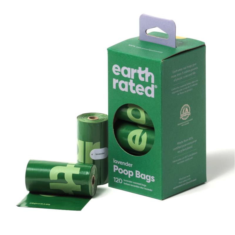 Earth Rated Hundekotbeutel Rollen - 8 Rollen à 15 Beutel, Lavendel (120 Beutel) von Earth Rated