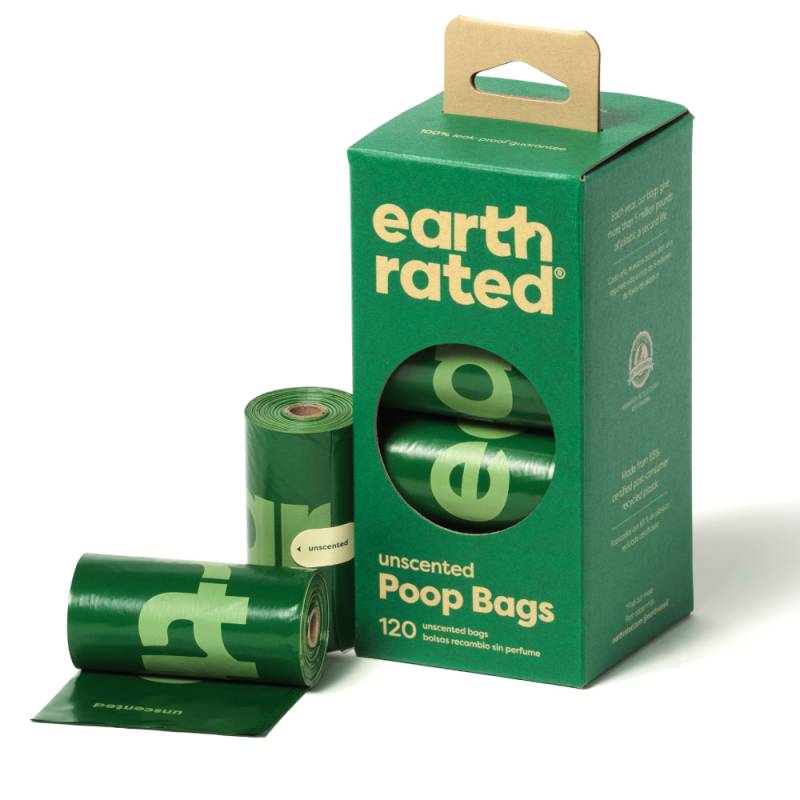 Earth Rated Hundekotbeutel Rollen - 8 Rollen à 15 Beutel, Ohne Duft (120 Beutel) von Earth Rated