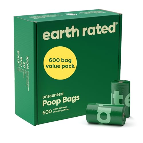 Earth Rated Hundekotbeutel Vorteilspackung, auslaufsichere und extra dicke Haustierkotbeutel für große und kleine Hunde, Nachfüllrollen, geruchlos, 600 Stück von Earth Rated