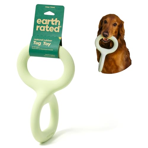 Earth Rated Ziehspielzeug, EIN interaktives Spielzeug für ausgewachsene Hunde und Welpen, ergonomischer Griff, Naturgummi, groß, grün von Earth Rated