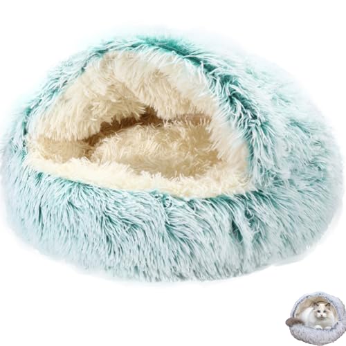 Argotopia Dog Bed, Argotopia Pet Bed, Dog Bed Round, Calming Dog Beds & Cat Cave Bed with Hooded Cover, Cat Bed Hooded for Indoor Cats, Anti Slip Plush Faux Fur Enclosed Pet Nest (L(60 * 60cm),Green) von EasPowest