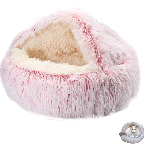 Argotopia Dog Bed, Argotopia Pet Bed, Dog Bed Round, Calming Dog Beds & Cat Cave Bed with Hooded Cover, Cat Bed Hooded for Indoor Cats, Anti Slip Plush Faux Fur Enclosed Pet Nest (L(60 * 60cm),Pink) von EasPowest