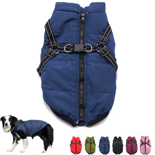 EasPowest Furry King Dog Winter Coat, 3 in 1 Winter Jacket for Dogs, Dog Winter Coat, Waterproof Windproof Dog Snow Jacket with Zipper (2XL,Blue) von EasPowest