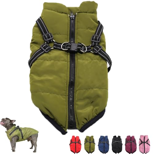 EasPowest Furry King Dog Winter Coat, 3 in 1 Winter Jacket for Dogs, Dog Winter Coat, Waterproof Windproof Dog Snow Jacket with Zipper (2XL,Green) von EasPowest