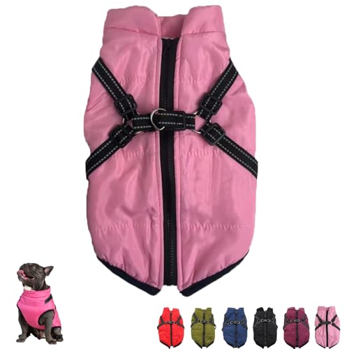 EasPowest Furry King Dog Winter Coat, 3 in 1 Winter Jacket for Dogs, Dog Winter Coat, Waterproof Windproof Dog Snow Jacket with Zipper (2XL,Pink) von EasPowest