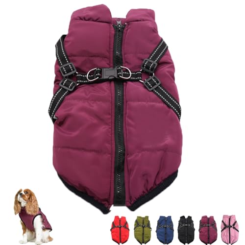 EasPowest Furry King Dog Winter Coat, 3 in 1 Winter Jacket for Dogs, Dog Winter Coat, Waterproof Windproof Dog Snow Jacket with Zipper (2XL,Purple) von EasPowest