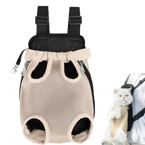 EasPowest Furry Pawsy Carrier, Furry Pawsy Katzentrage, Furry Pawsy Katzenrucksack, Haustier-Reisetrage, Hunde-/Katzen-Rucksacktrage, atmungsaktive Netztasche zum Wandern und Radfahren (L,Beige) von EasPowest