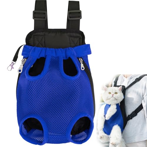 EasPowest Furry Pawsy Carrier, Furry Pawsy Katzentrage, Furry Pawsy Katzenrucksack, Haustier-Reisetrage, Hunde-/Katzen-Rucksacktrage, atmungsaktive Netztasche zum Wandern und Radfahren (M,Blue) von EasPowest