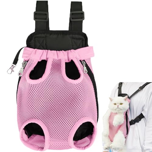 EasPowest Furry Pawsy Carrier, Furry Pawsy Katzentrage, Furry Pawsy Katzenrucksack, Haustier-Reisetrage, Hunde-/Katzen-Rucksacktrage, atmungsaktive Netztasche zum Wandern und Radfahren (M,Pink) von EasPowest