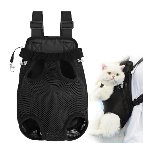 EasPowest Furry Pawsy Carrier, Furry Pawsy Katzentrage, Furry Pawsy Katzenrucksack, Haustier-Reisetrage, Hunde-/Katzen-Rucksacktrage, atmungsaktive Netztasche zum Wandern und Radfahren (S,Black) von EasPowest