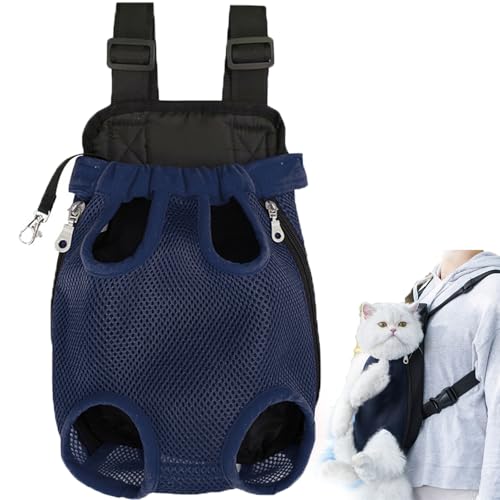 EasPowest Furry Pawsy Carrier, Furry Pawsy Katzentrage, Furry Pawsy Katzenrucksack, Haustier-Reisetrage, Hunde-/Katzen-Rucksacktrage, atmungsaktive Netztasche zum Wandern und Radfahren (S,Dark Blue) von EasPowest