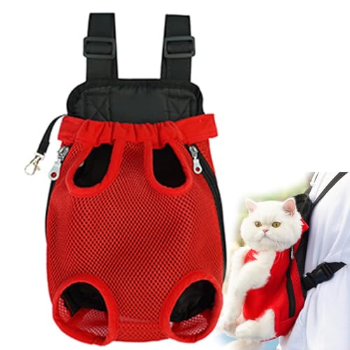 EasPowest Furry Pawsy Carrier, Furry Pawsy Katzentrage, Furry Pawsy Katzenrucksack, Haustier-Reisetrage, Hunde-/Katzen-Rucksacktrage, atmungsaktive Netztasche zum Wandern und Radfahren (XL,Red) von EasPowest