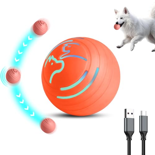 Easing Interaktives Hunde-/Katzenballspielzeug, LED-Licht, intelligent, bewegungsaktiviert/springend, automatischer Rollball für Welpen, kleine, mittelgroße Haustiere mit 4 interaktiven Modi, von Easing