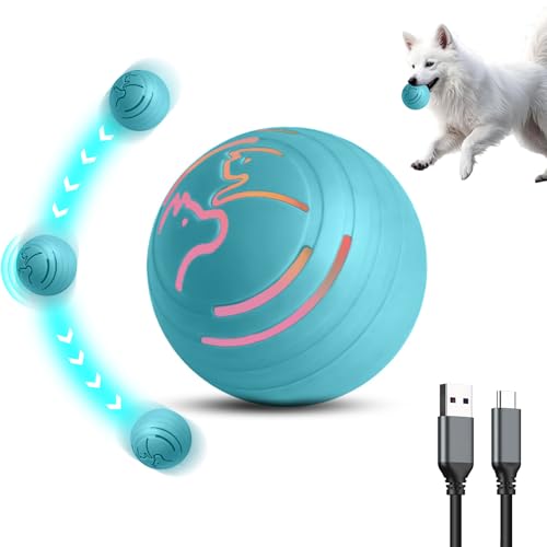 Easing Interaktives Hunde-/Katzenballspielzeug, LED-Licht, intelligent, bewegungsaktiviert/springend, automatischer Rollball für Welpen, kleine, mittelgroße Haustiere mit 4 interaktiven Modi, von Easing