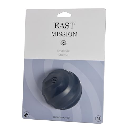 East Mission Einzelner, dekorativer Apportier- und Spielball für Hunde mit Quietscher, Naturkautschuk/Latex, mittlere Größe (6,3 cm) (blau) von East Mission