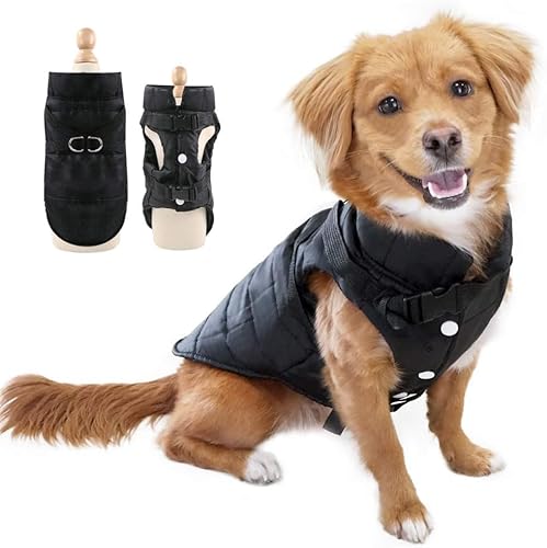 EASTLION Hundebekleidung Hundemantel wasserdichte Winterjacke Warme Weste Hundebekleidung Hundejacke mit Hundegeschirr Reflektierende Hundemäntel, Rot und Schwarz, Größe für S-2XL,Schwarz,Größe S von Eastlion