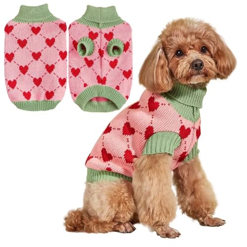 EASTLION Hundepullover,Sweater für Hunde,Rollkragenpullover mit Strickmuster,Wärmender Wintermantel für Hunde,Welpen und Katzen (L,Rosa) von Eastlion