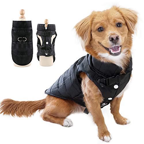 EASTLION Winter Hundemantel Warm Wasserdicht Hundejacke Welpen Hunde Kleidung Bekleidung Weste mit D-Ring,Schwarz,Größe 2XL von Eastlion